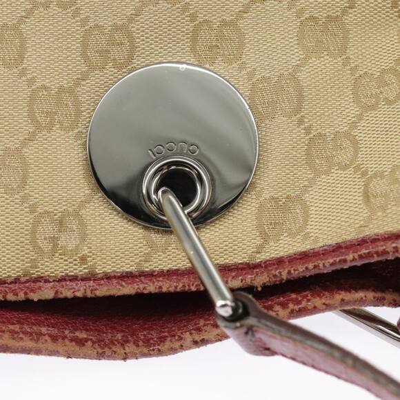 GUCCI GG Canvas Tote Bag Beige Silver Red - Picture 15 of 16